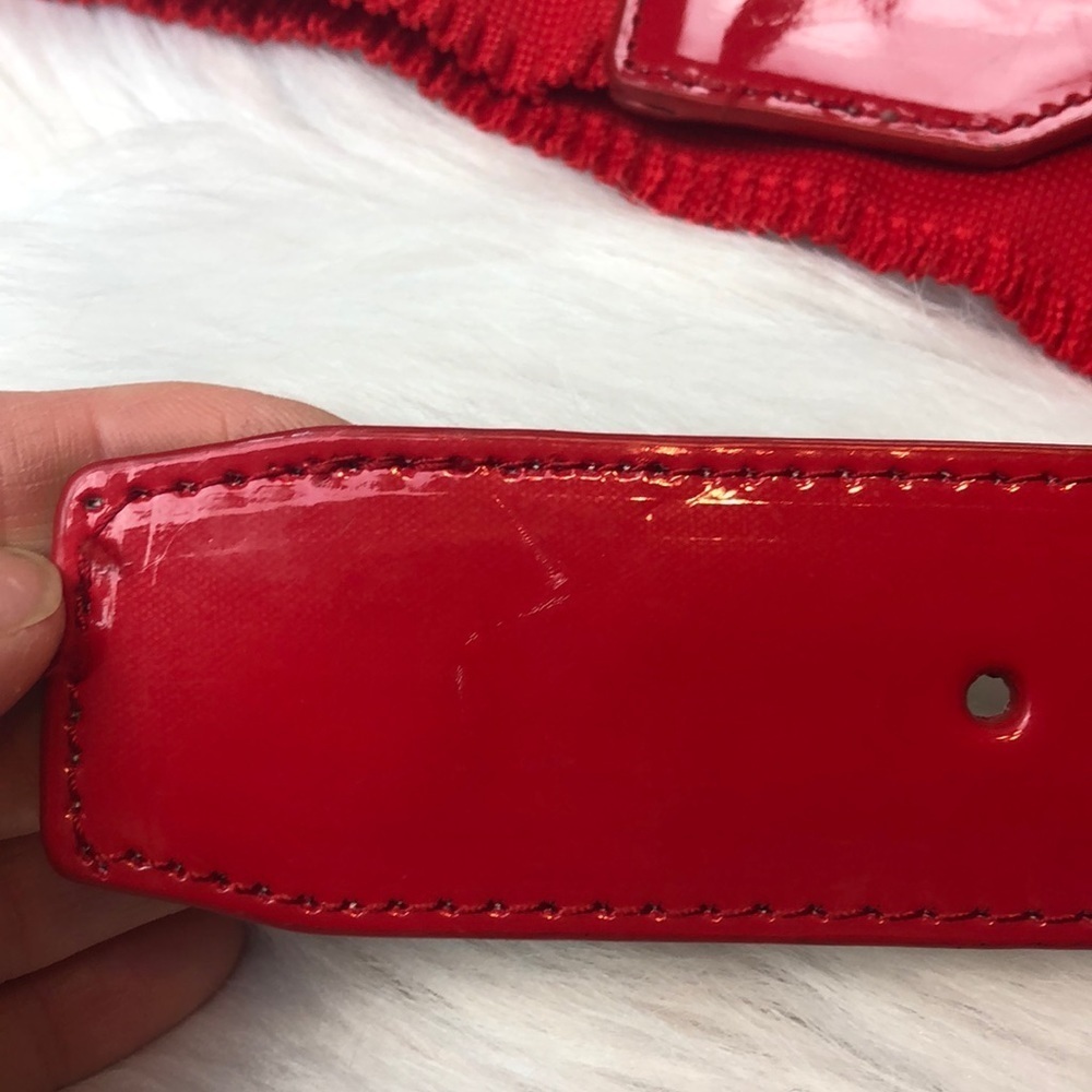 Leather red patent stretch belt M/L - Picture 8 of 12